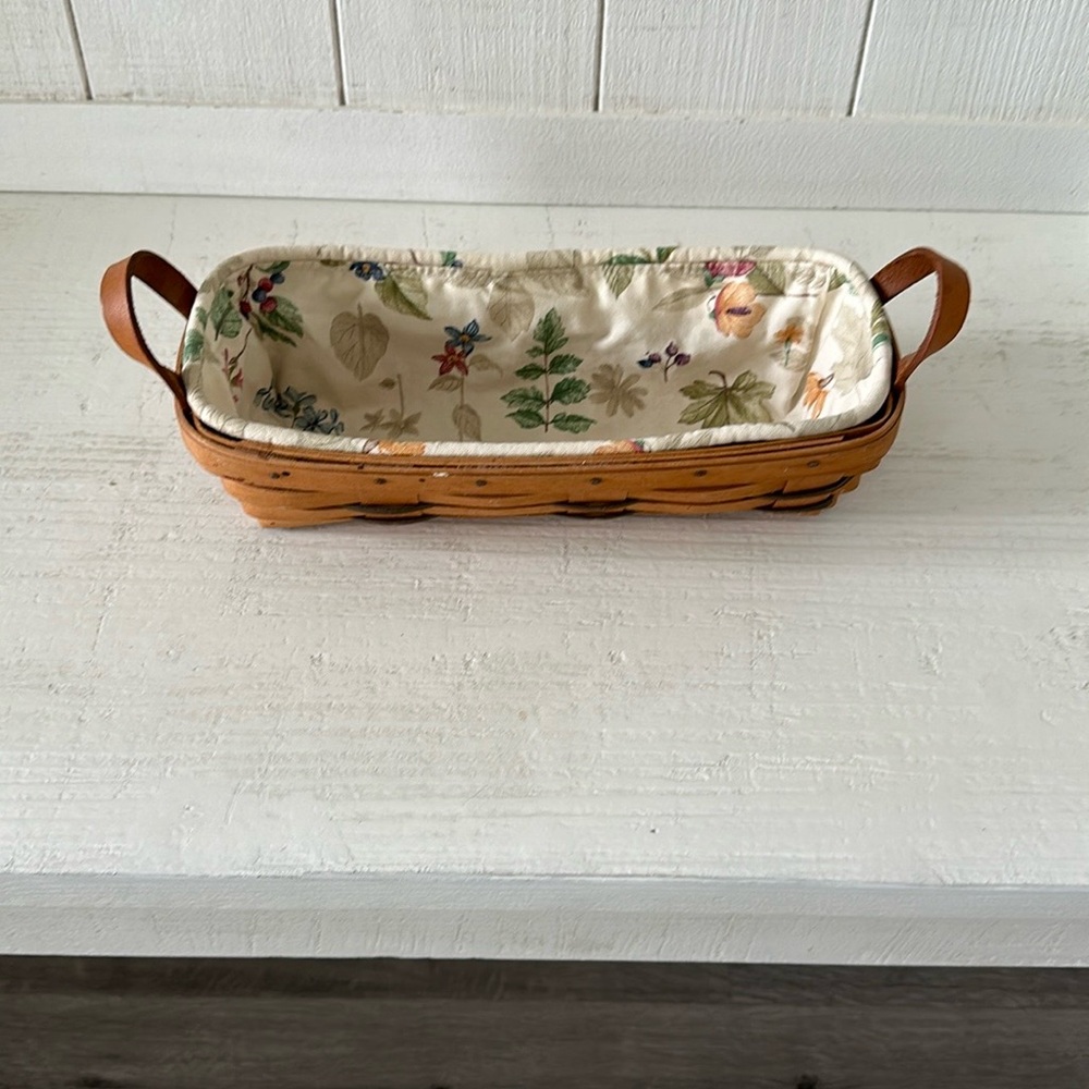 Longaberger Brown Basket with Floral Liner